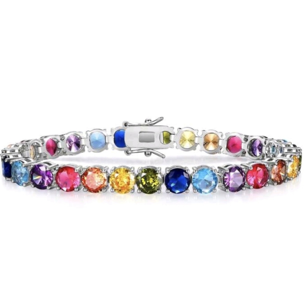 ♥️💙NEW♥️💙 GORGEOUS!! 6MM 7" Long Colorful CZ Tennis Bracelet